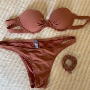 Aerie Dusty Rose Underwire Cheeky Bikini